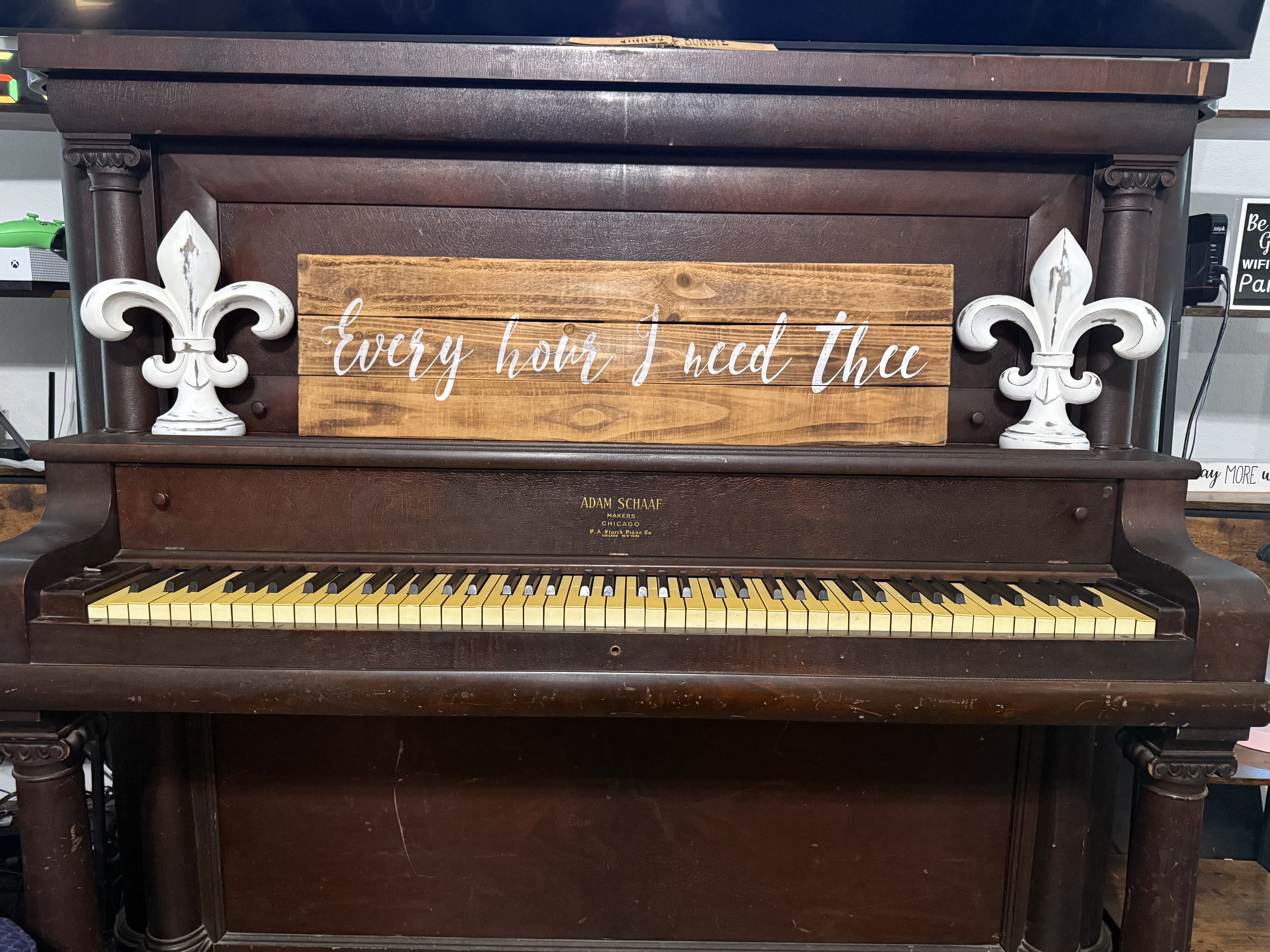Antique 1917 Adam Schaff Upright Piano