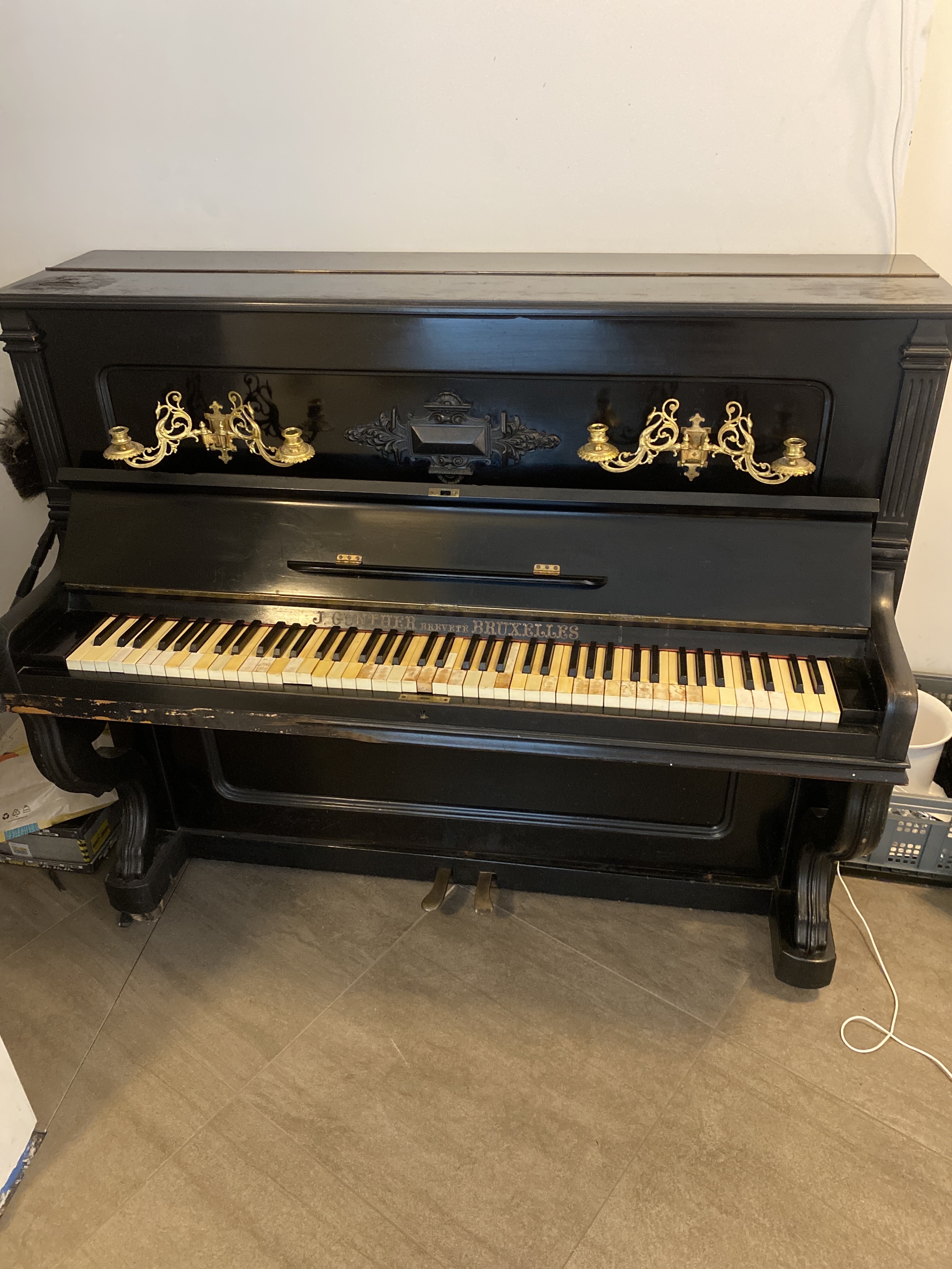 Antique Upright Piano by J. Günther – Antwerp / Brussels – L