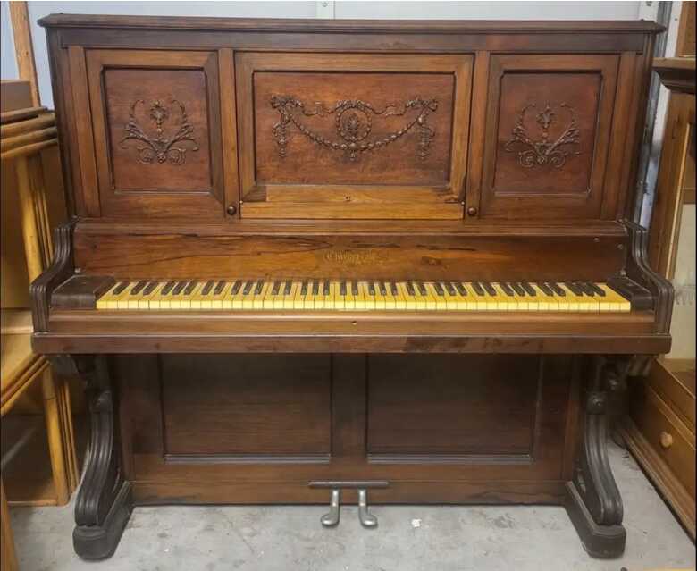 Antique Upright Piano - Chickering & Sons 1889 - Fair cond. 