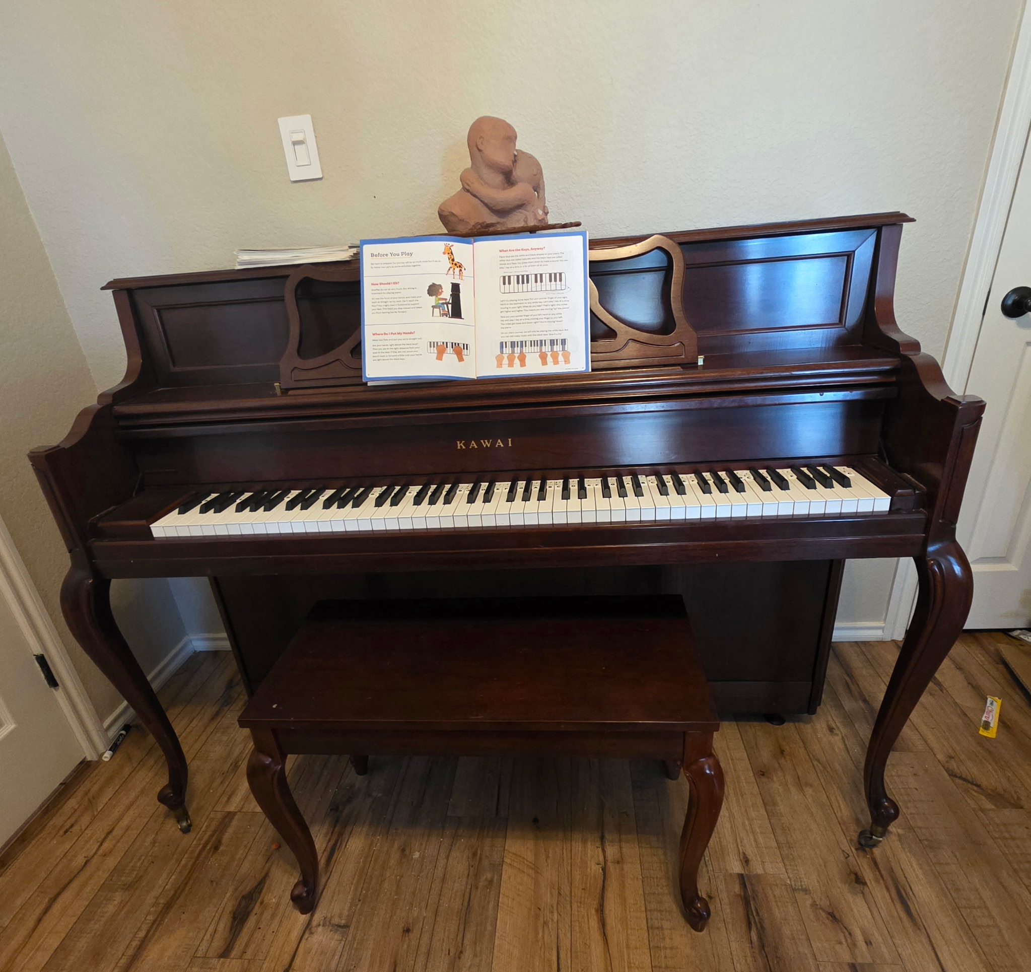 Kawai Upright Piano + Bench, Mahogany Finish
