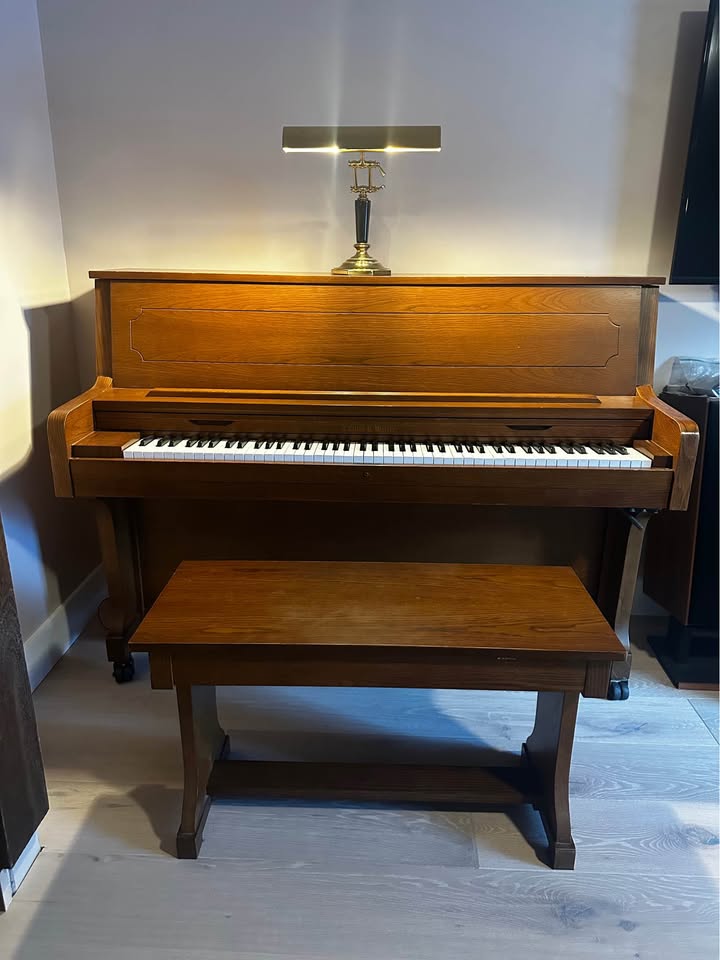 Charles Walter 46 Upright Piano – Bench Included. 