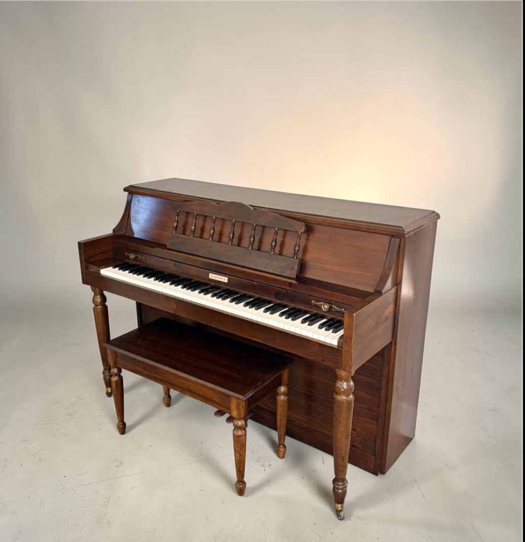 Baldwin Upright Piano – Solid American Build, Satin Walnut