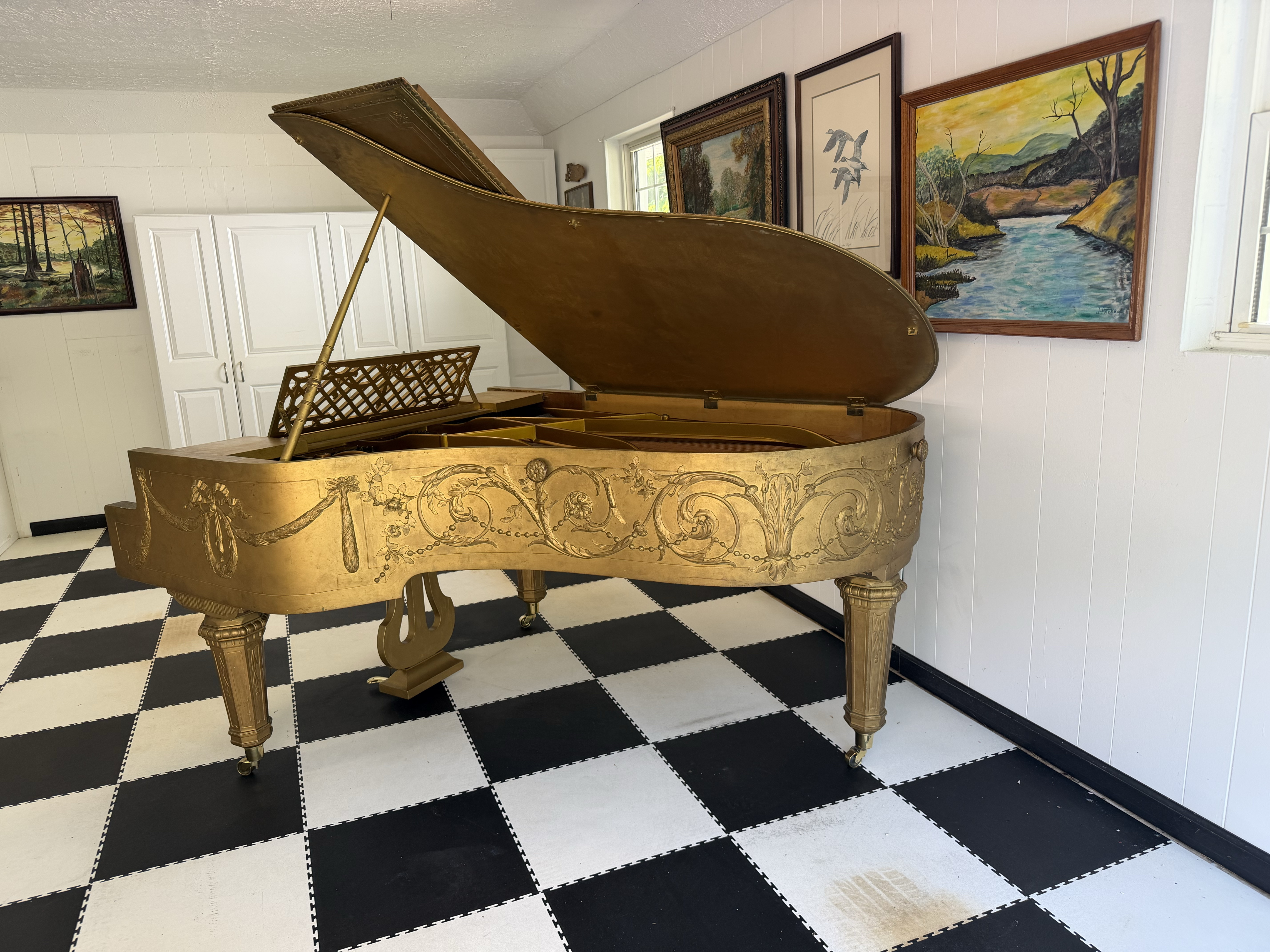 Mahogany wood with gold metallic paint applied
