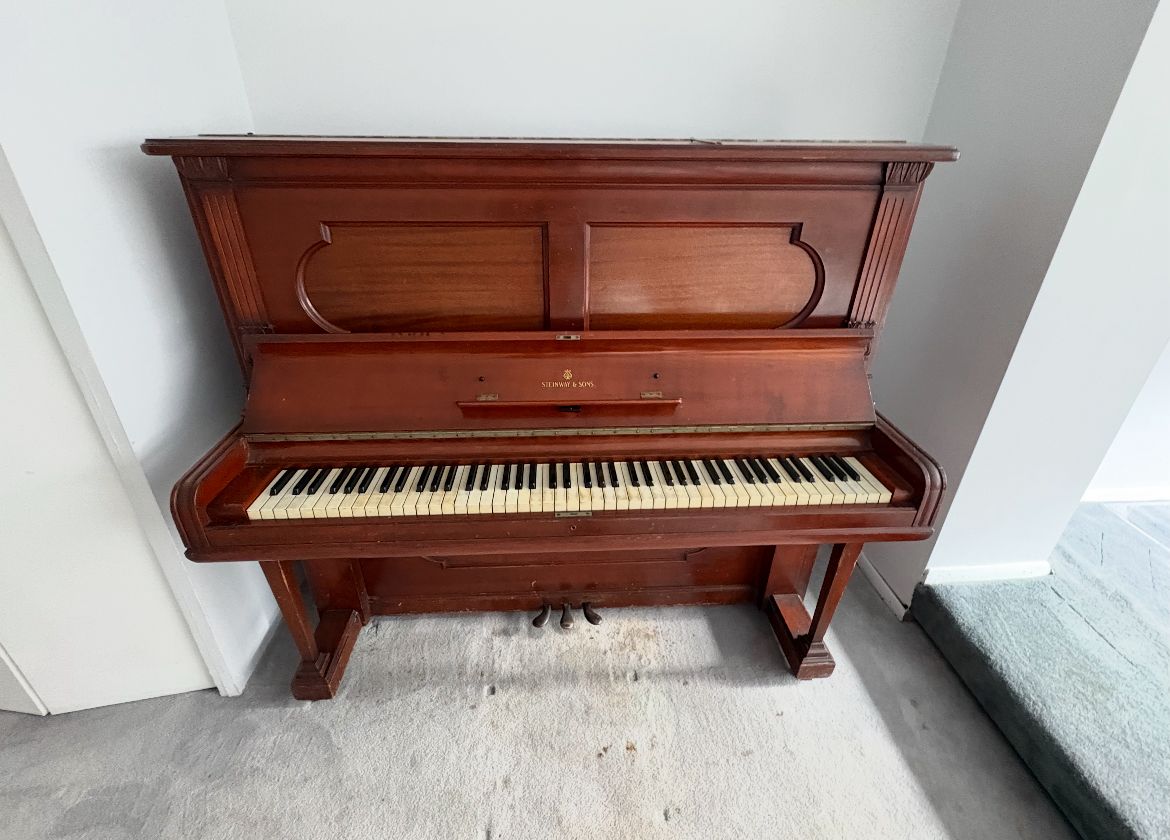 Steinway & Sons Antique Upright Piano (1880s) – Original Cab