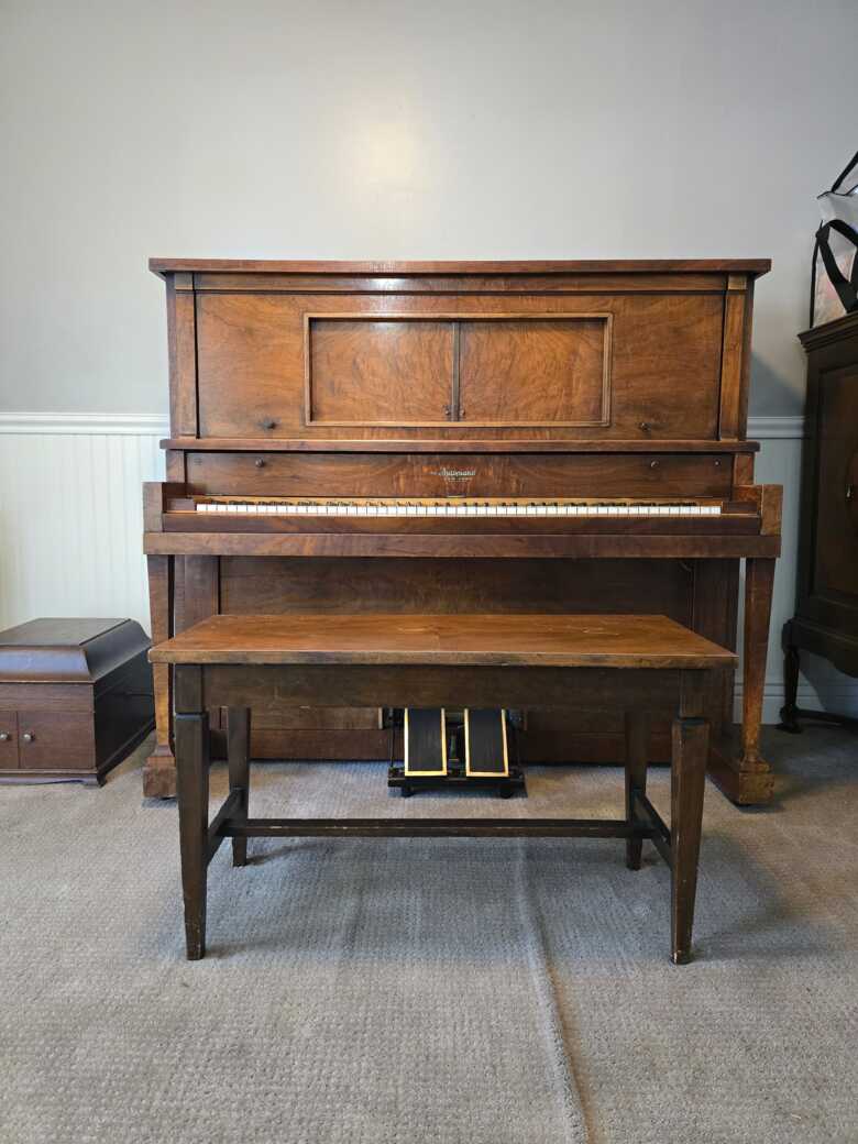 Vintage Autopiano Player Piano w/Bench & Music Rolls