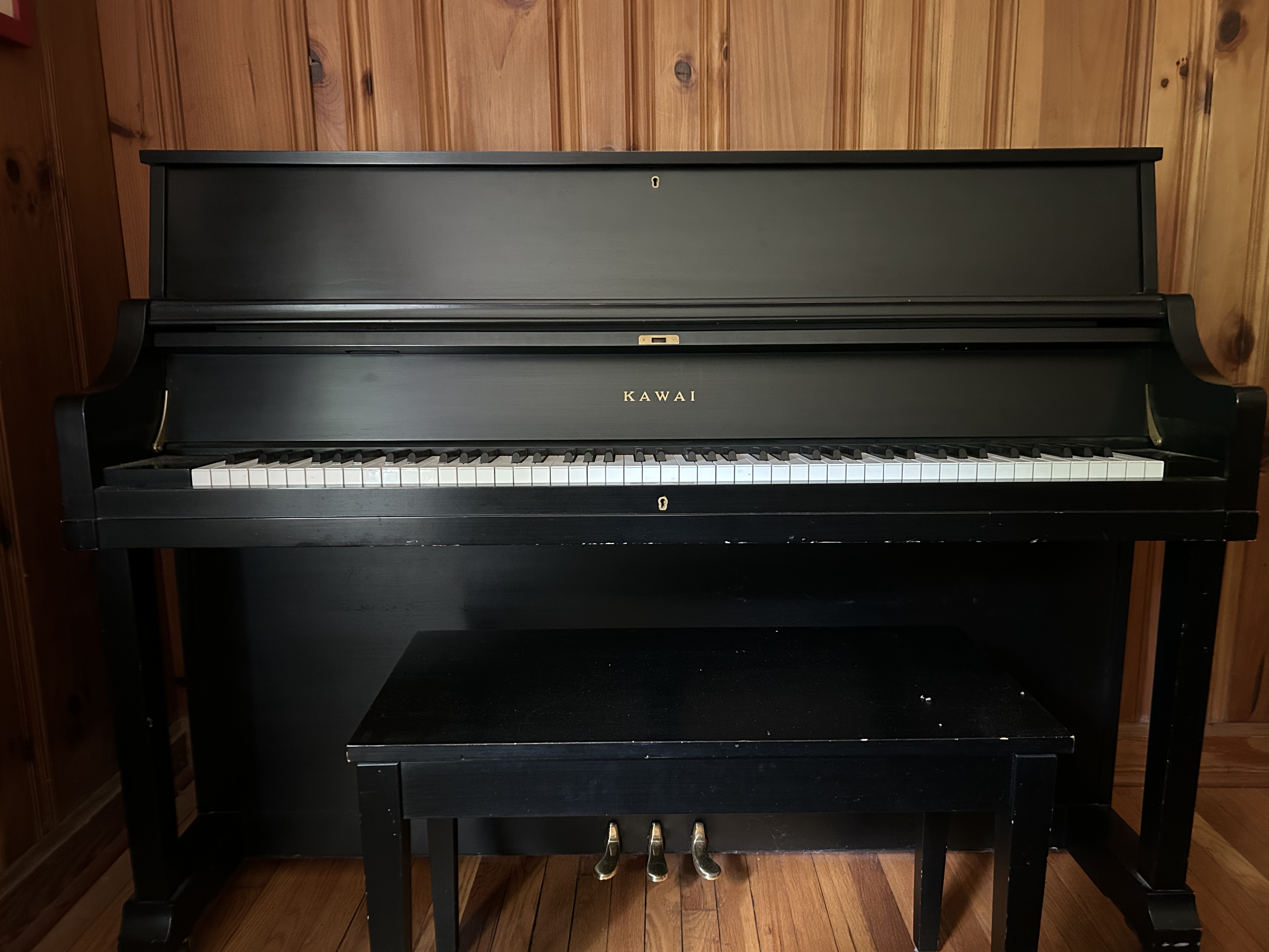 1987 Kawai UST-8C 46” Studio Upright Piano, Black