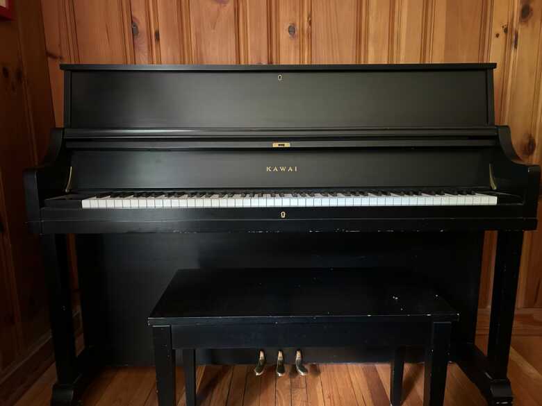 1987 Kawai UST-8C 46” Studio Upright Piano, Black