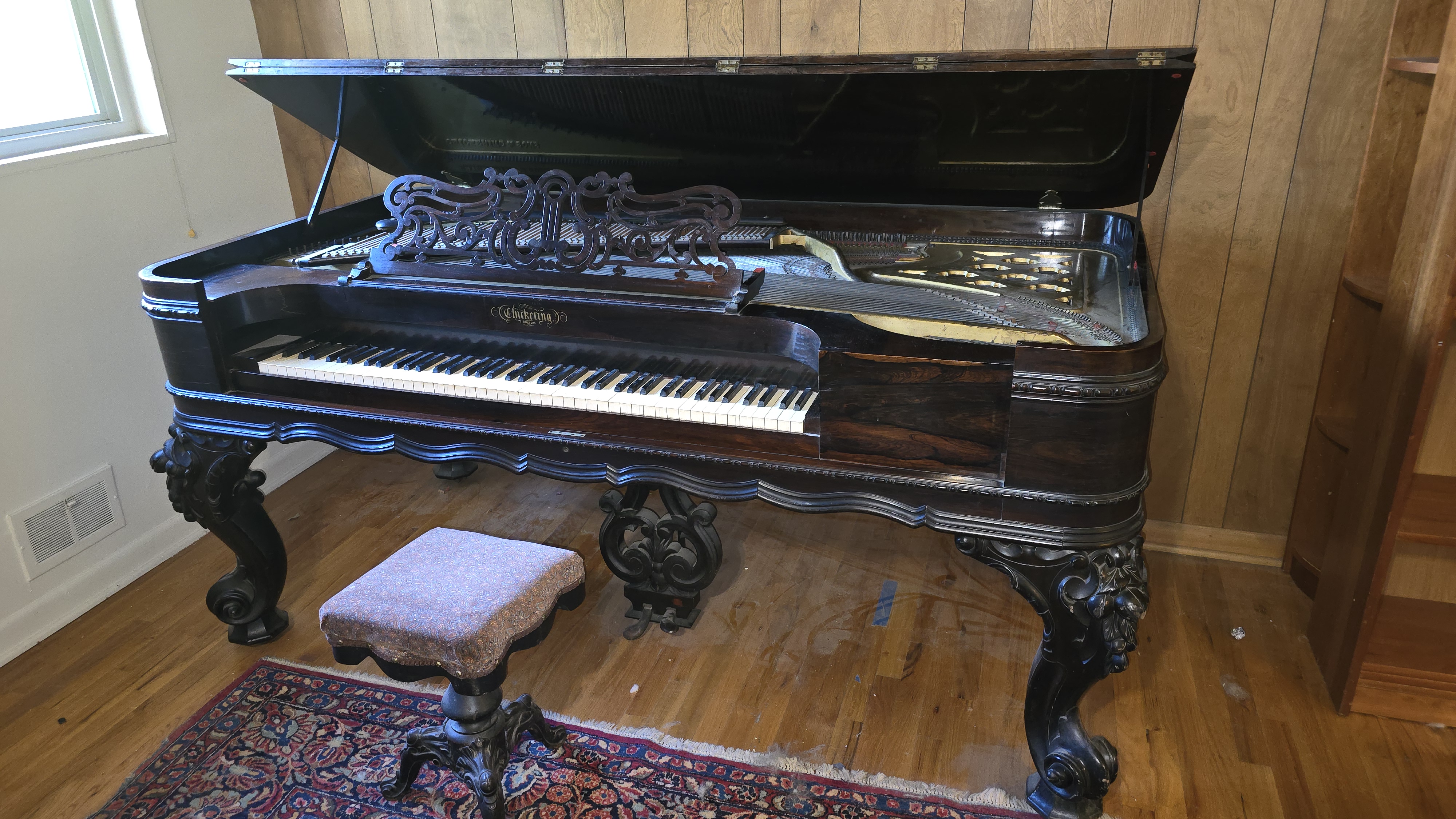 Antique Chickering square grand piano