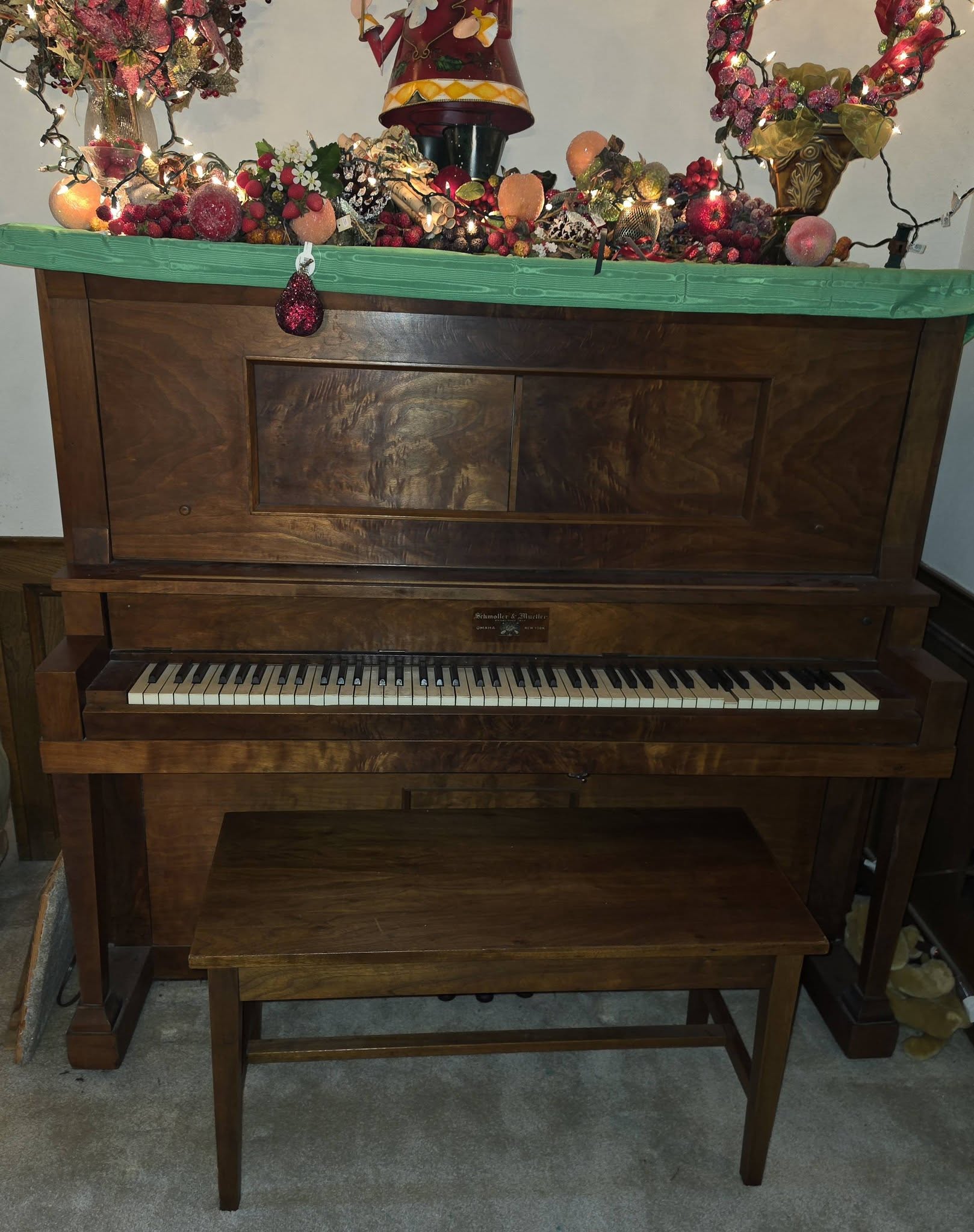 1927 Schmoller & Mueller upright working player piano 