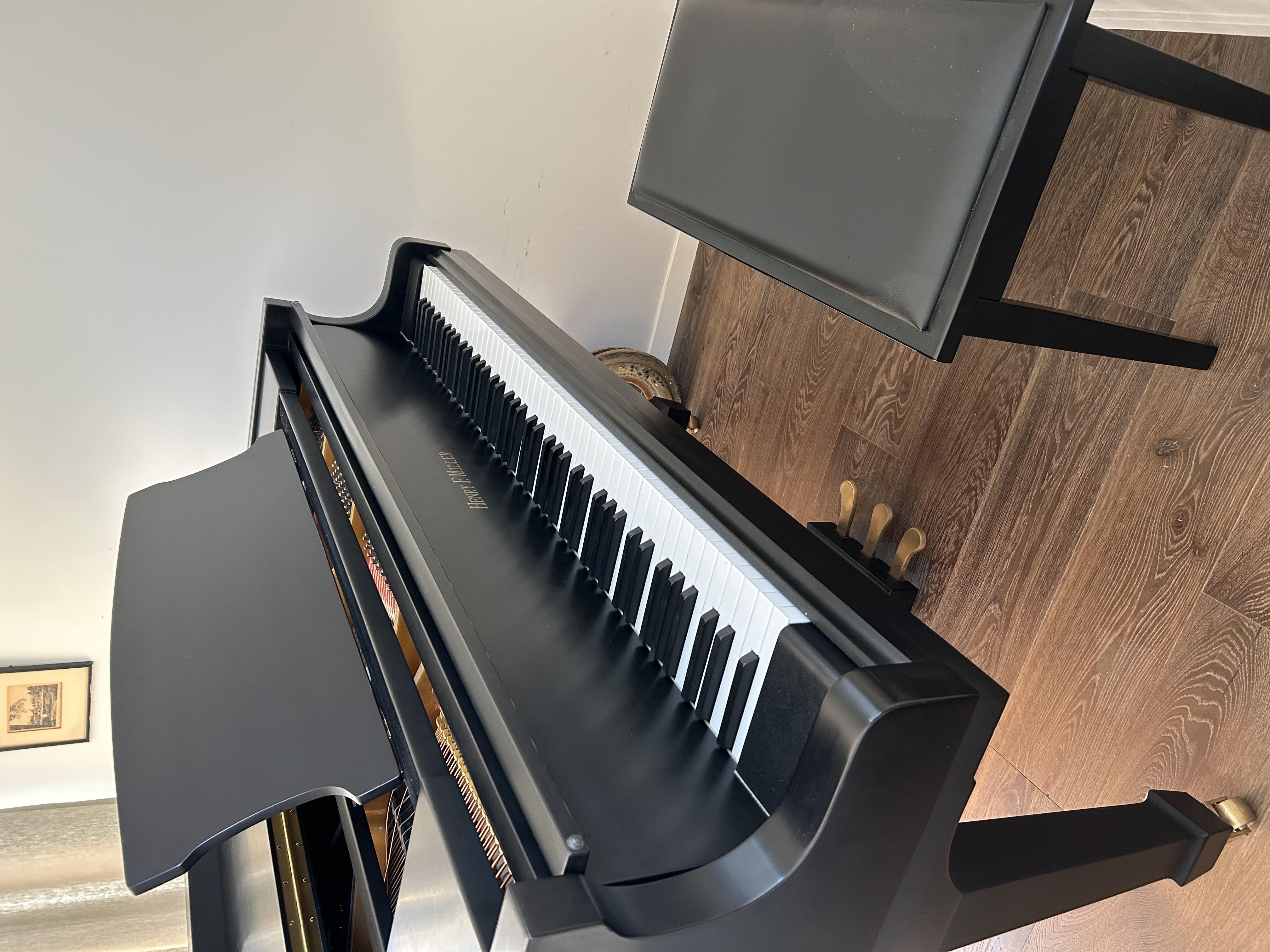 Beautiful Satin Black Henry F. Miller 5'3" Baby Grand Piano