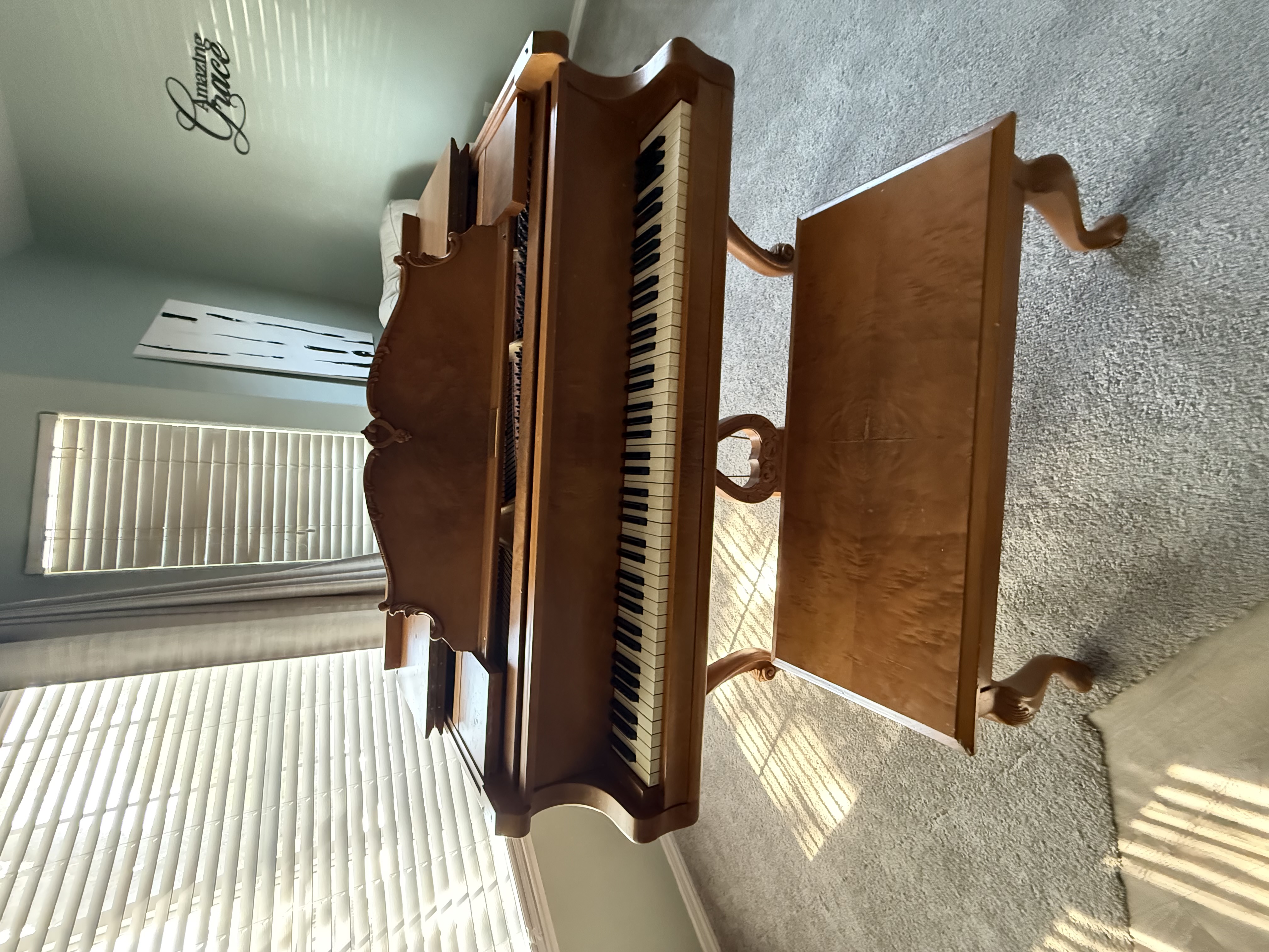 Antique Walnut 6 ft Baby Grand W.S. Haines & Co 