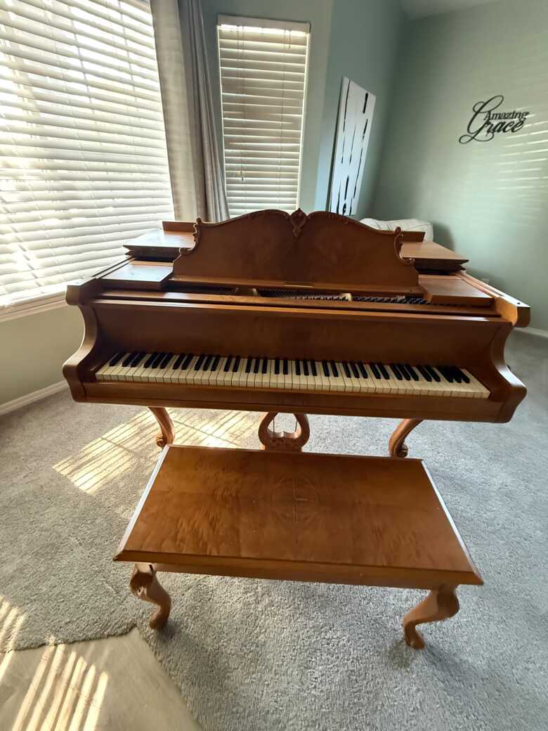 Antique Walnut 6 ft Baby Grand W.S. Haines & Co 