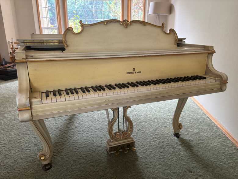 1970 Steinway Model M, art case, ivory/gold accent