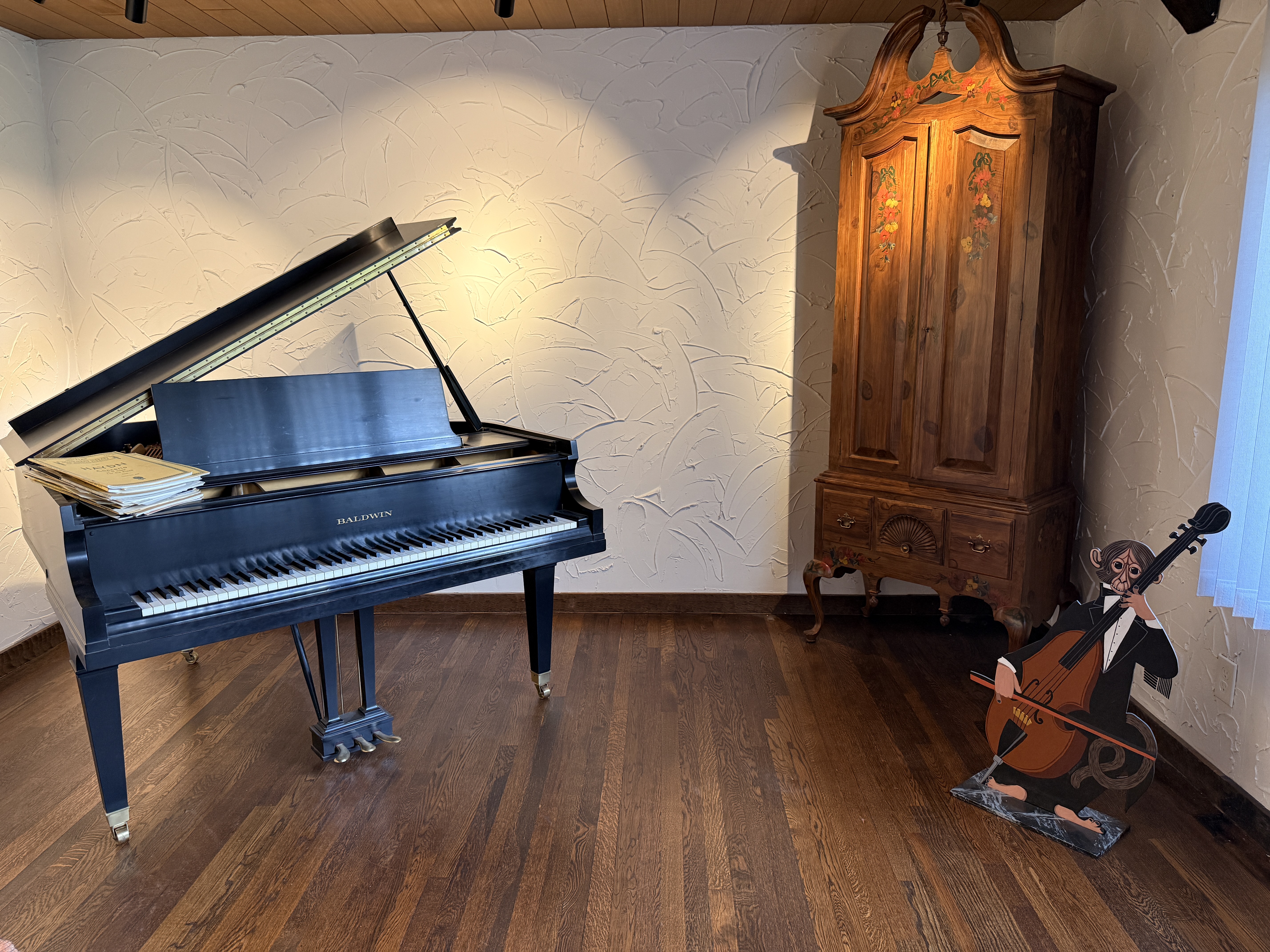 Excellent well maintained black satin Baldwin baby grand 