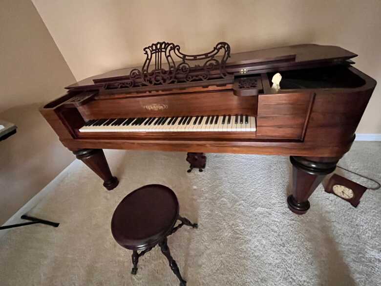 1857 Chickering & Sons Square Grand Piano Rosewood Ivory Key