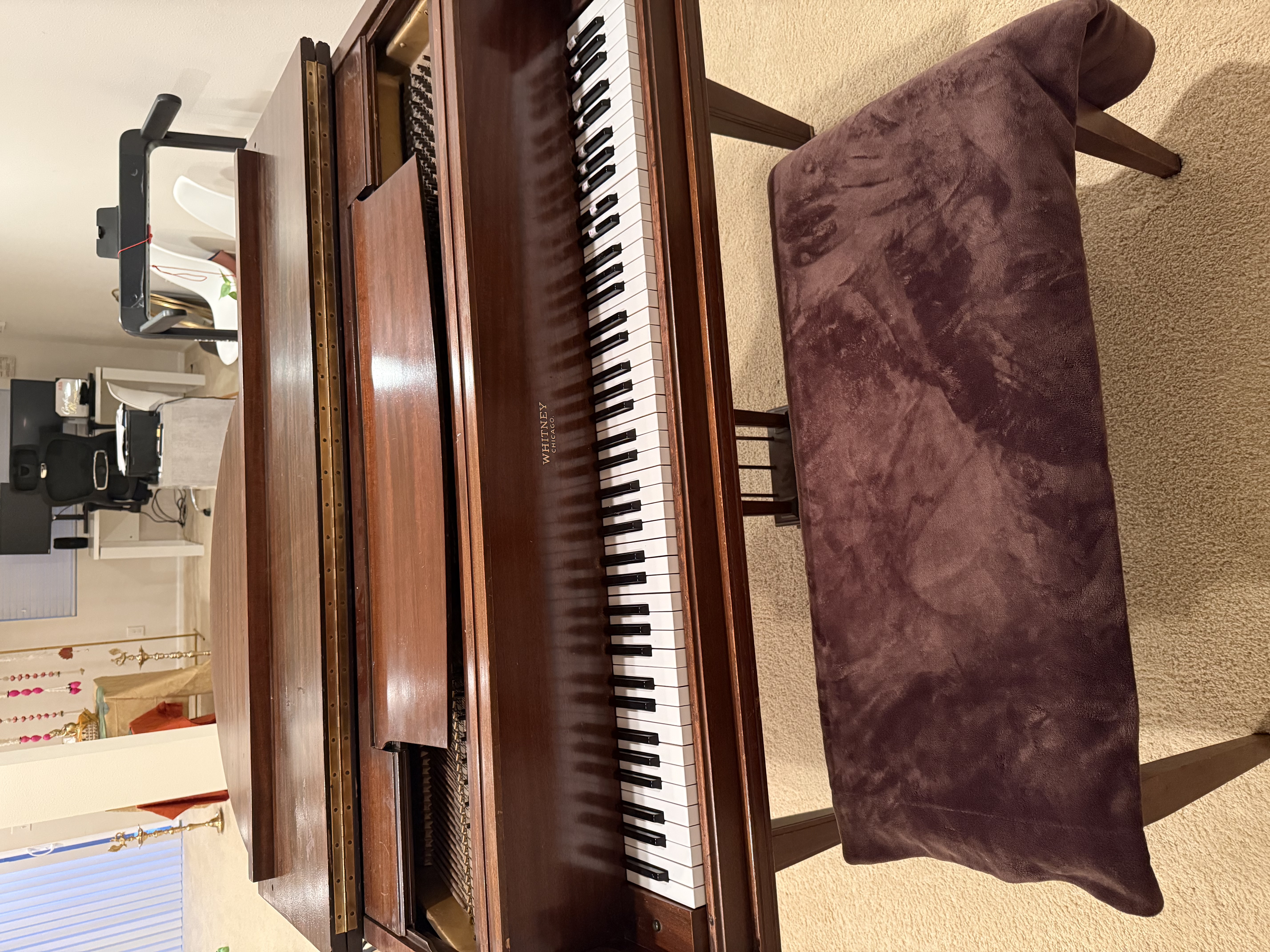 Playable 1905 Whitney Chicago Grand Piano – Beautiful Mahoga