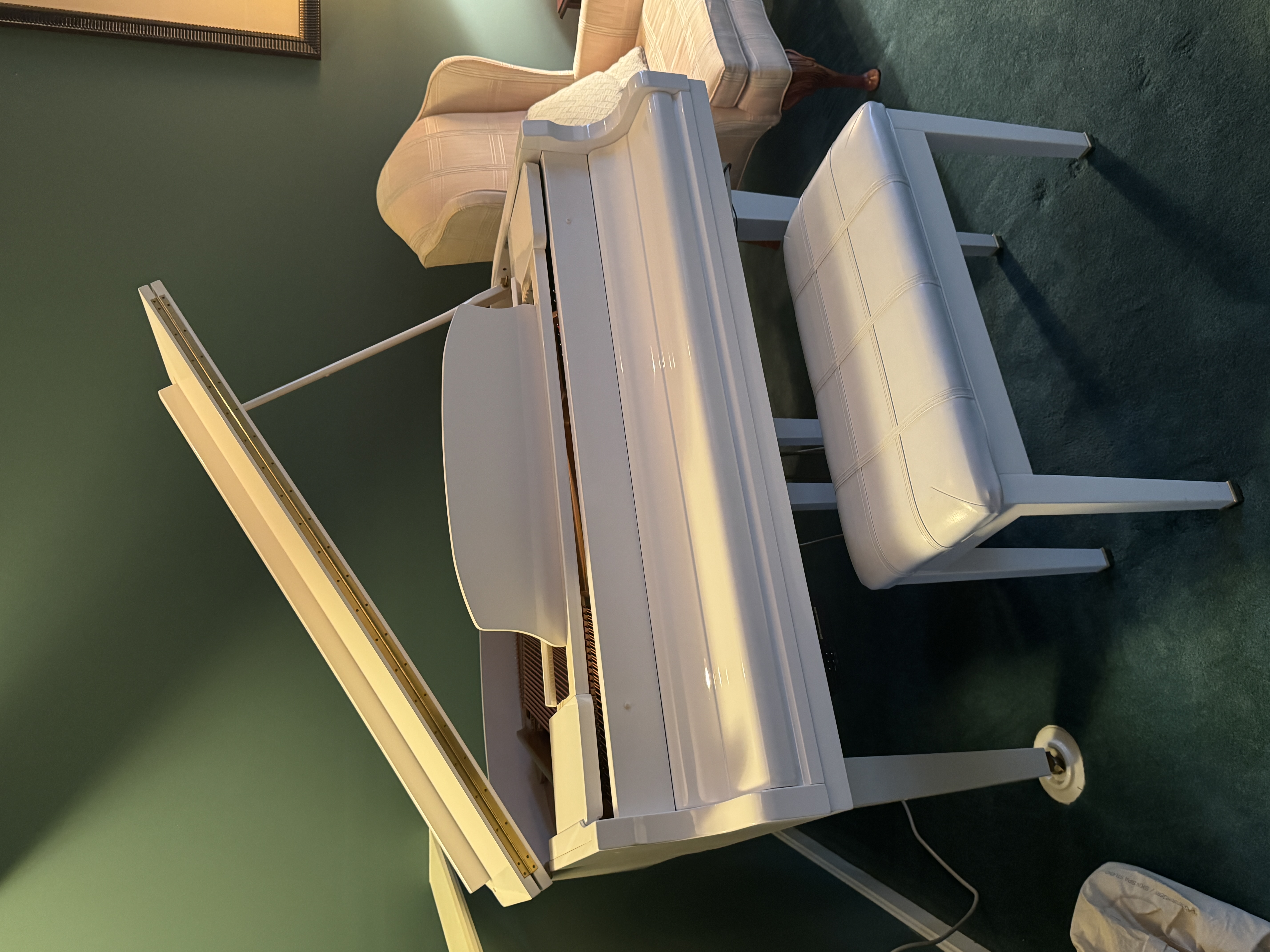 Wurlitzer White Player Baby Grand Piano