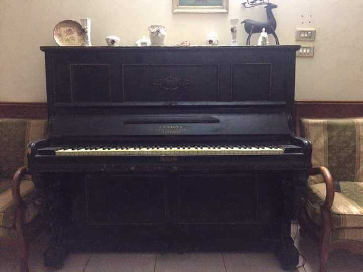 Antique German upright piano manufactured by J.P. Sauer, Stu