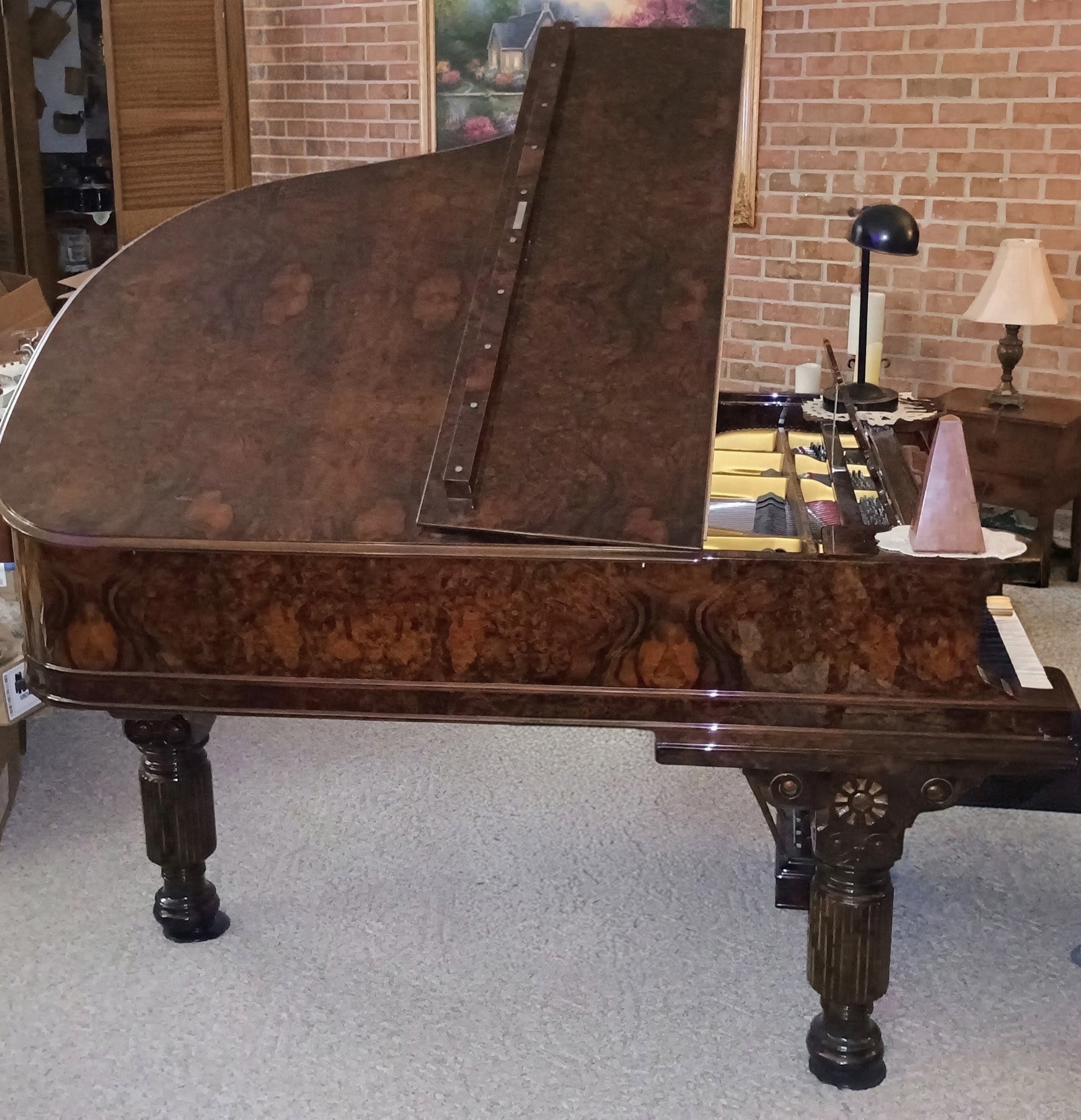 Rare Steinway & Sons Model A Grand Piano, Burl Walnut 