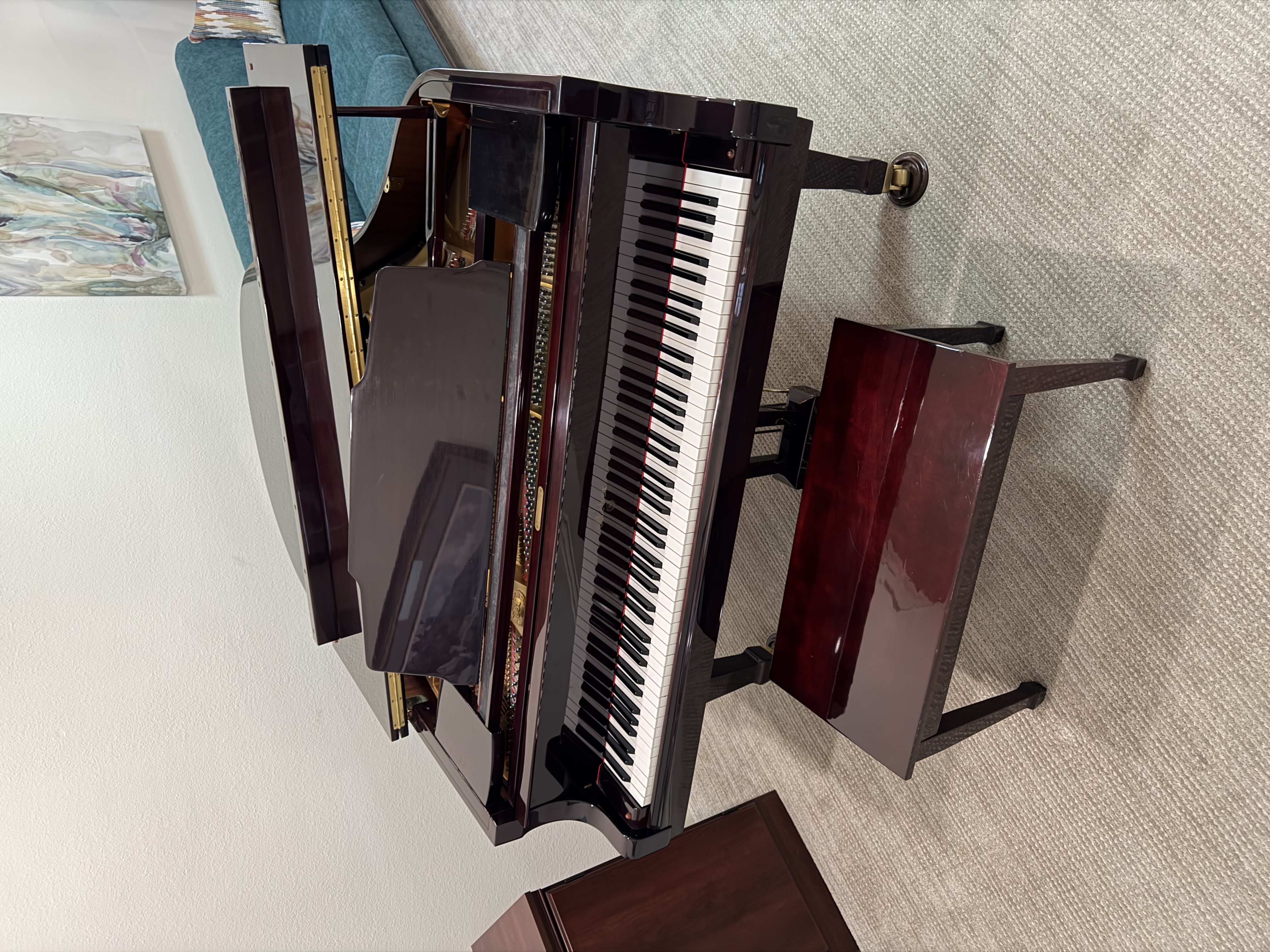 Weber WG-175 Baby Grand Piano — 5'9" Polished Mahogany, Benc