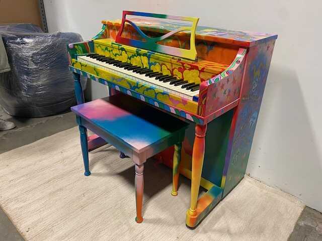 Custom Beatles Themed Mini Upright Piano!