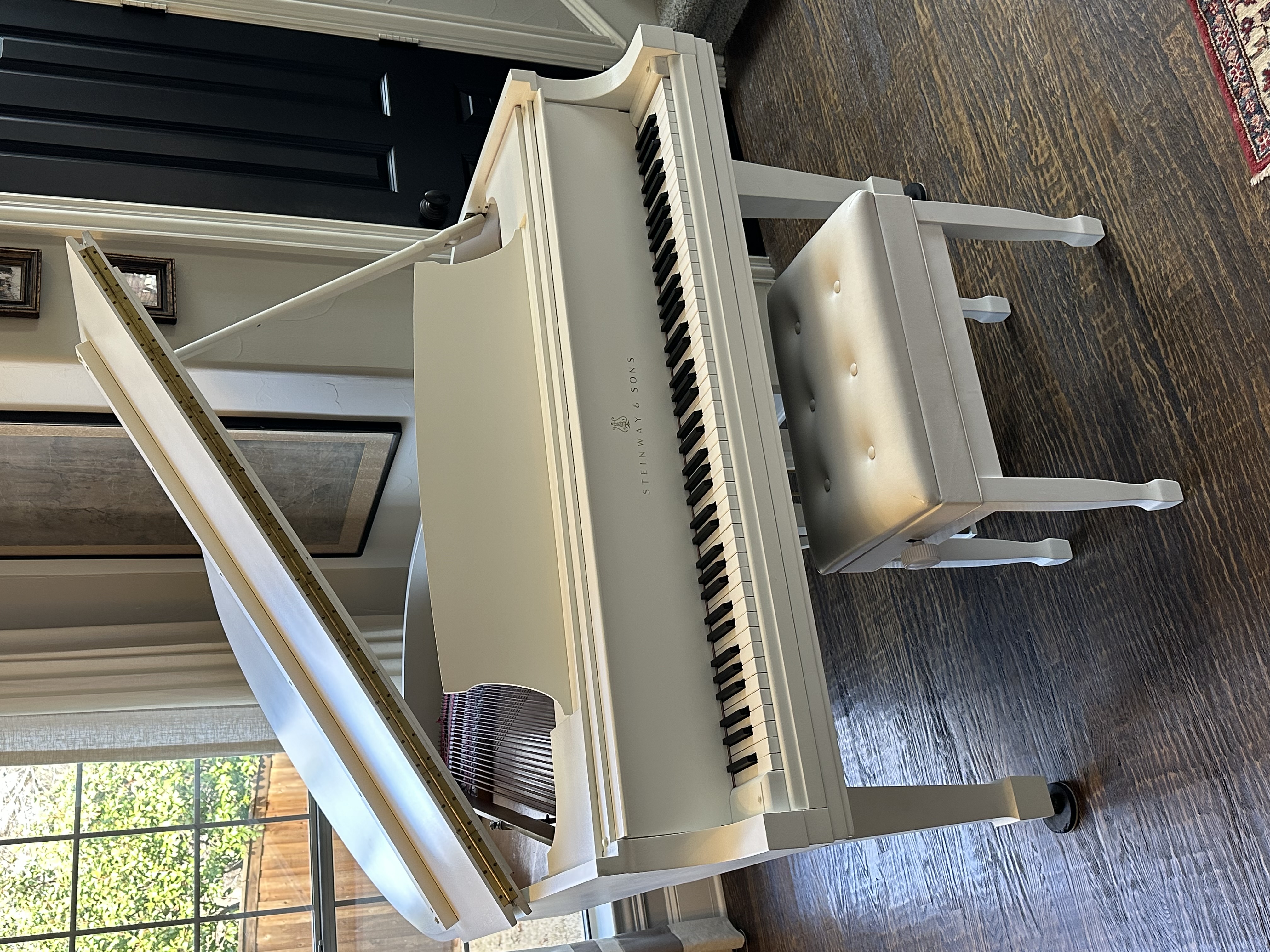 White Steinway Model M, Refin/Restored, Semi-Gloss *Warranty