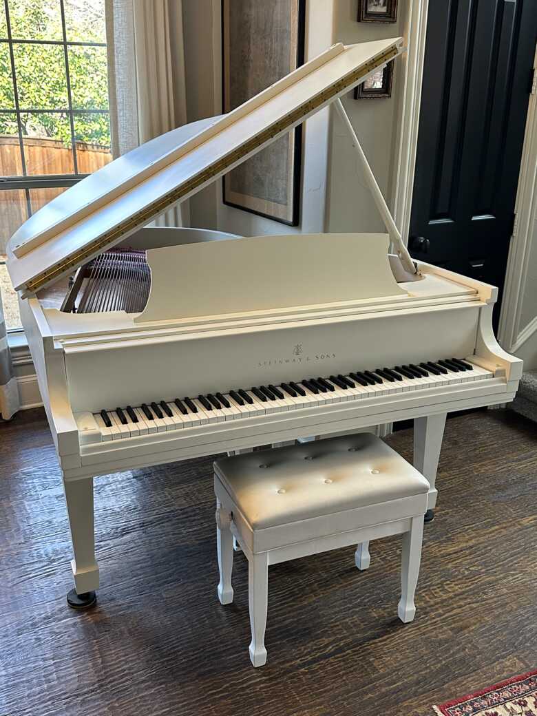 White Steinway Model M, Refin/Restored, Semi-Gloss *Warranty