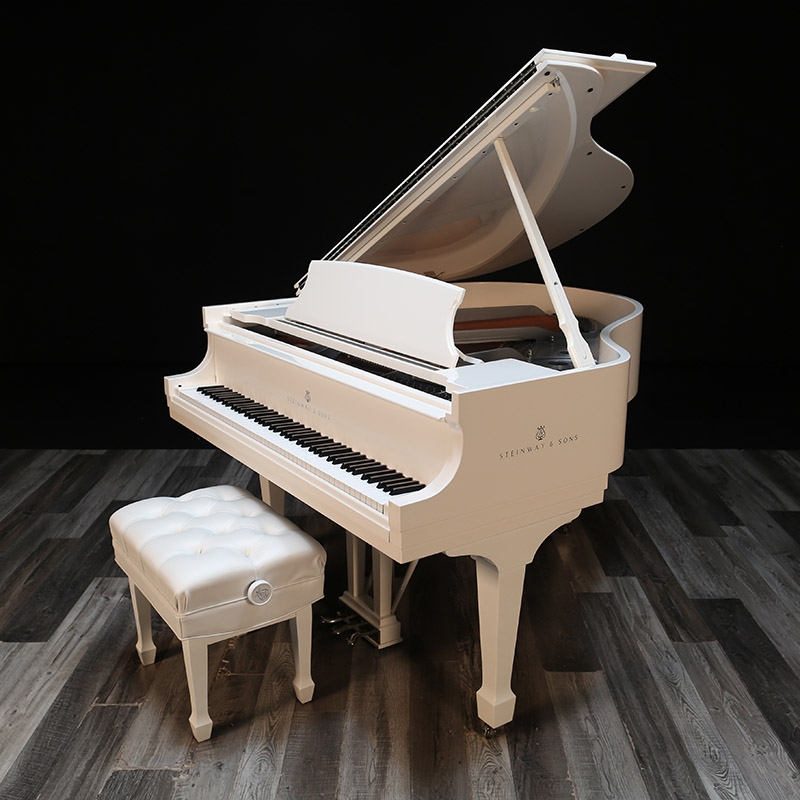 White 2014 Steinway Grand (5'1") - FREE shipping in USA