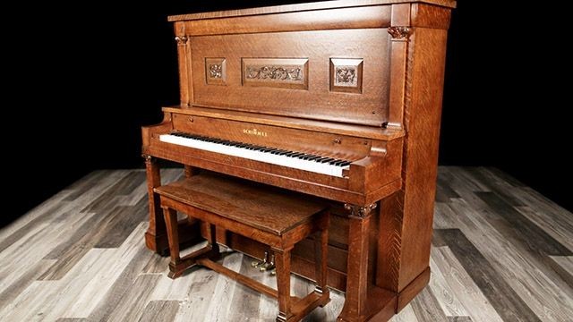 1901 Schimmel Upright, Tiger Oak Carved Art Case