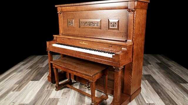 1901 Schimmel Upright, Tiger Oak Carved Art Case