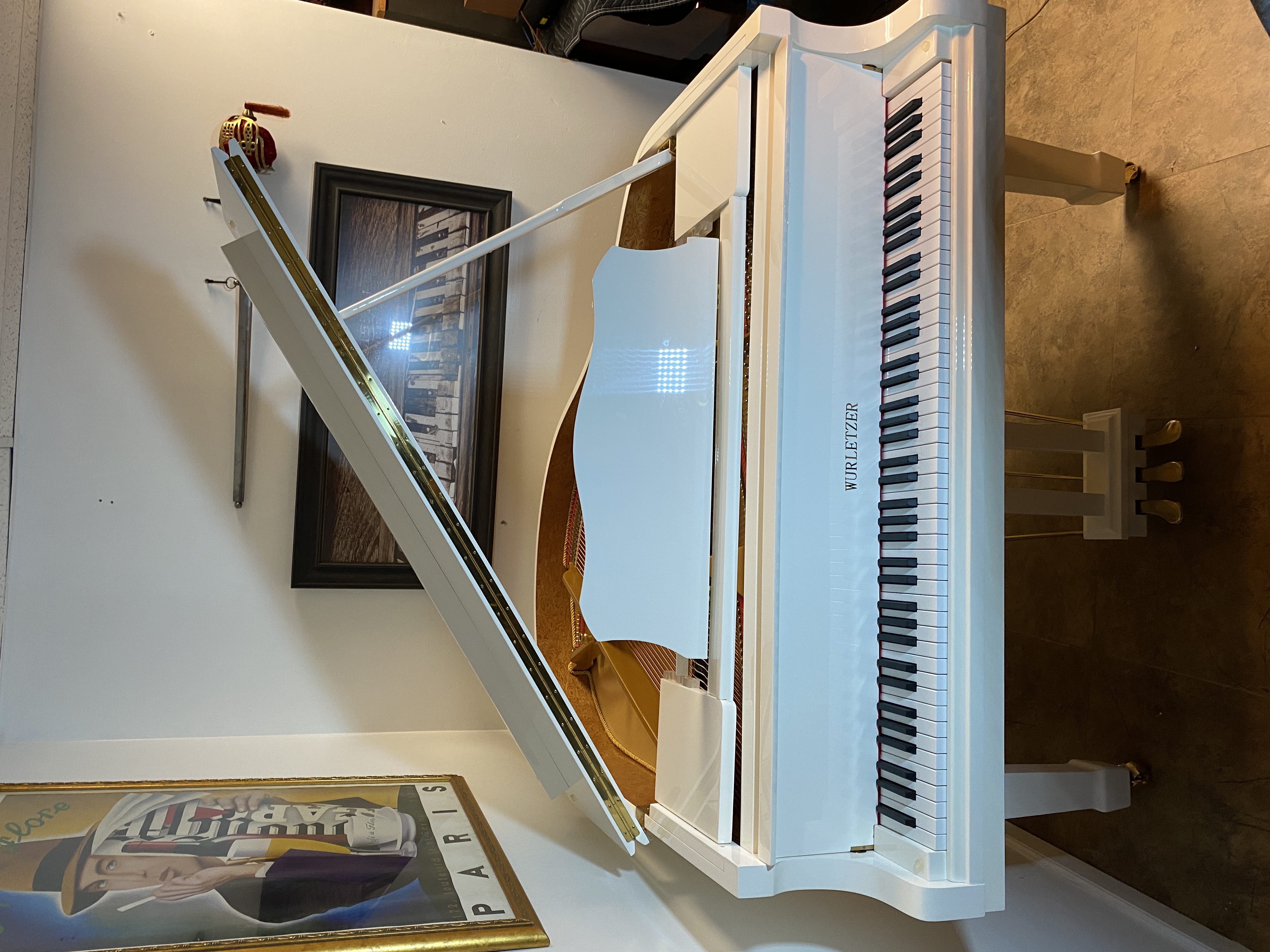Snow white Wurletzer 4’11 baby grand piano