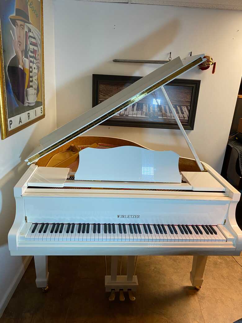 Snow white Wurlitzer 4’11 baby grand piano