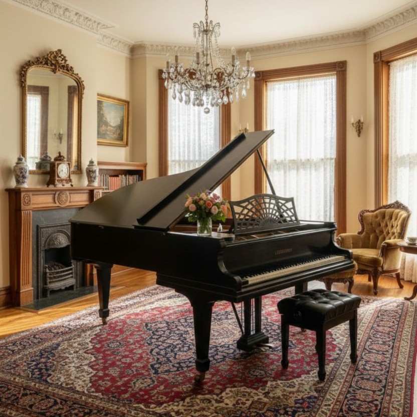 C. Bechstein 7' Grand Piano Classic Ebony Elegance