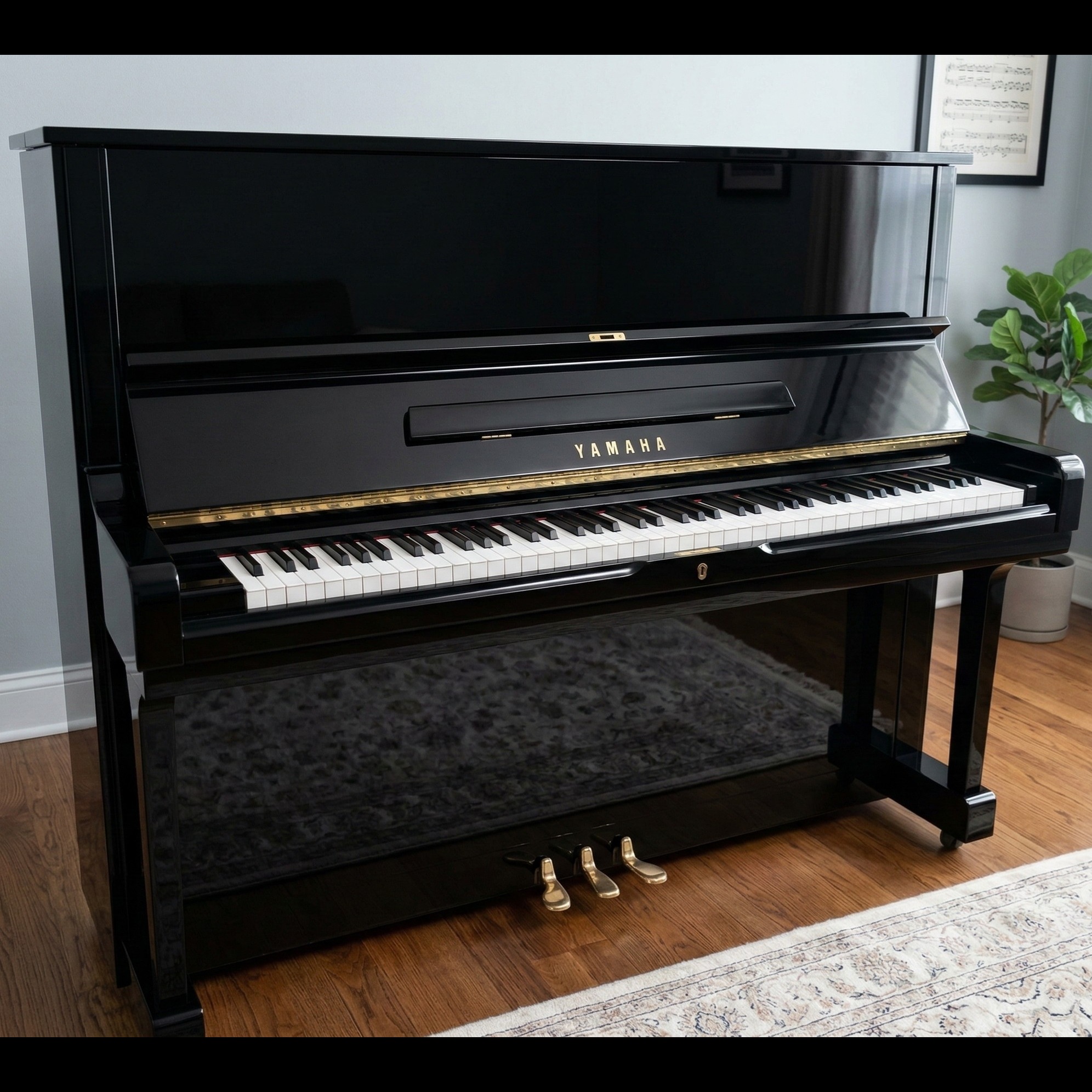 Yamaha U2 Upright Piano – 50" – Polished Black