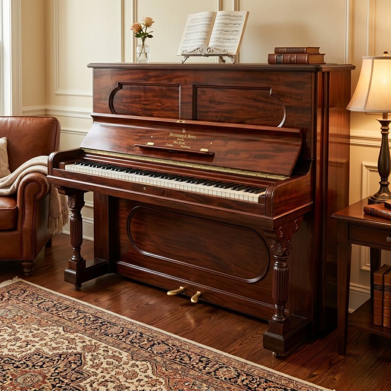 Steinway & Sons Upright Piano – Mahogany Case (Late 19th)