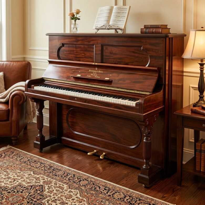 Steinway & Sons Upright Piano – Mahogany Case (Late 19th)