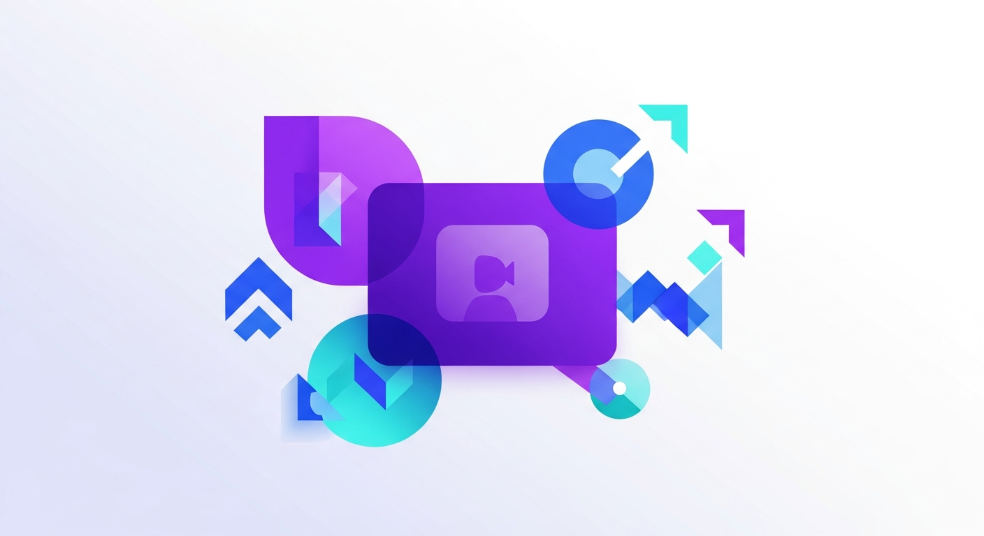  Representação gráfica de dados sendo extraídos de uma videochamada por IA, com setas apontando para insights e dashboards.
