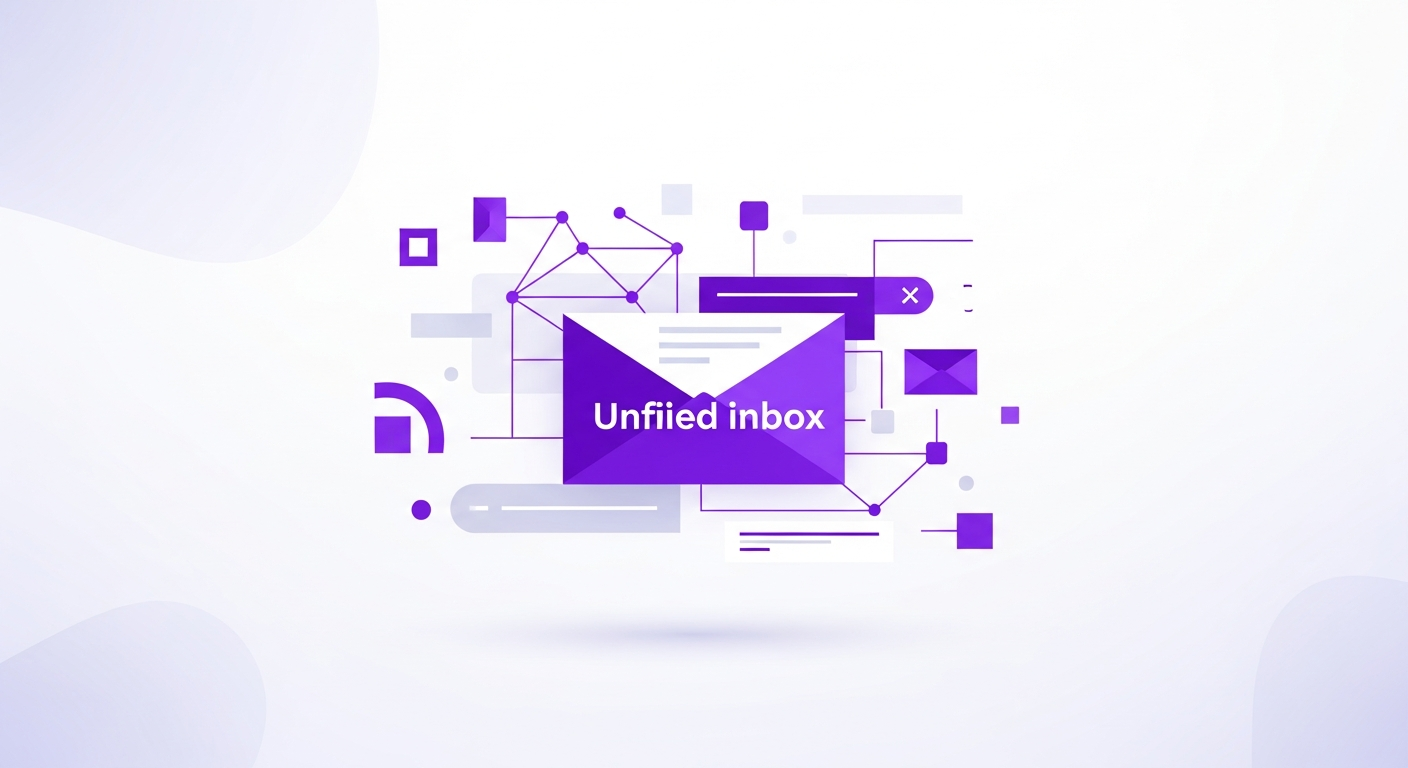  Interface da caixa de entrada unificada da SniperSell, mostrando emails e opções de vinculação ao CRM.