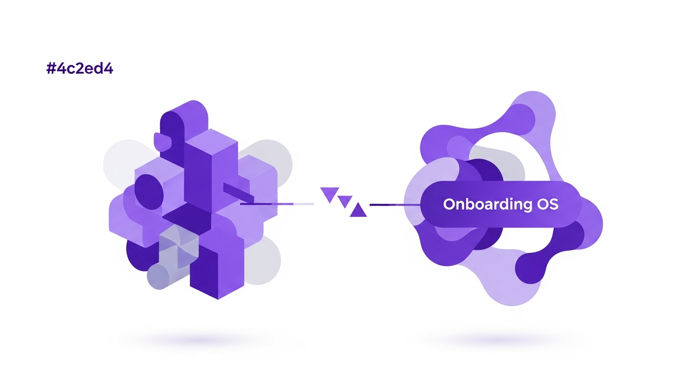 Tela de jornada de onboarding com fases visuais, progresso de colaboradores e indicadores de desempenho em tempo real