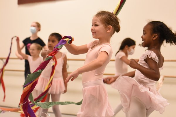 Young children having fun in dance class