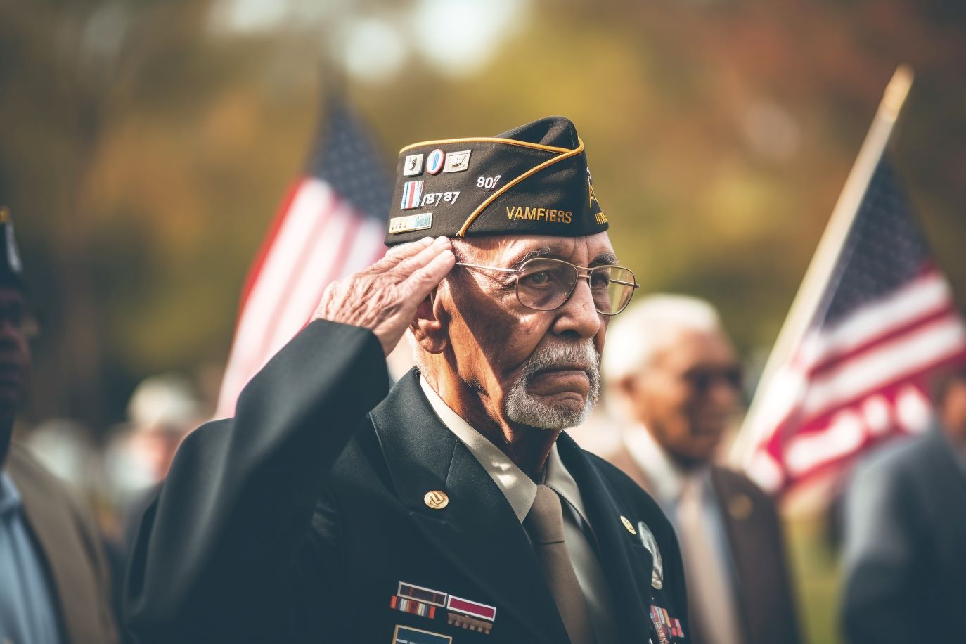 Veteran Saluting at a funeral respresenting one of the many types of protected veterans