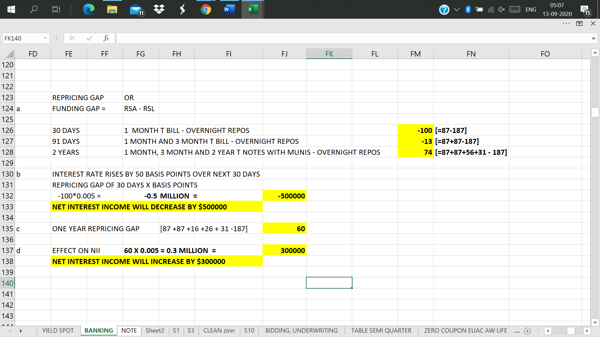 05:07 C W ENG 11 13-09-2020 15 ? FK140 fx FD FE FF FG FH FI FJ FK FL EM EN FO 120 121 122 123 OR REPRICING GAP FUNDING GAP =