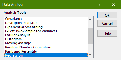 ? X OK Cancel Data Analysis Analysis Tools Covariance Descriptive Statistics Exponential Smoothing F-Test Two-Sample for Vari