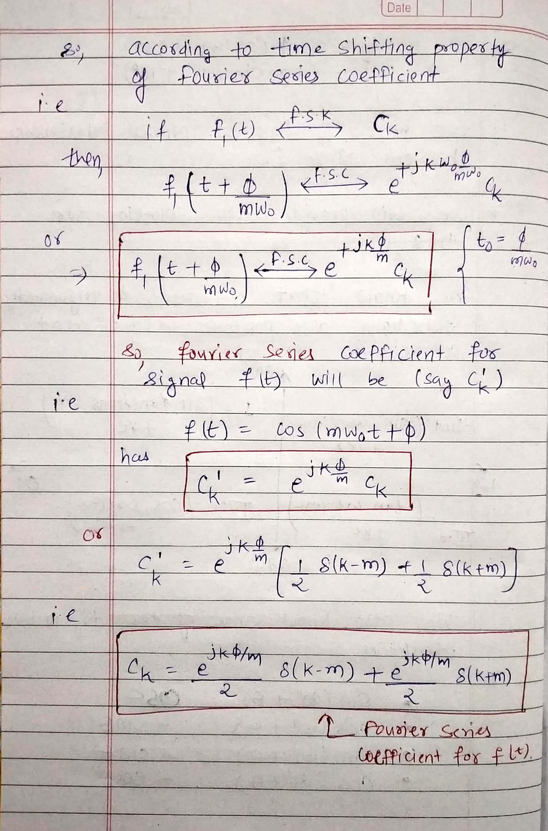 Date ?? ie then according to time shifting property of g fourier series coefficient it (= . tjk F.S. f (tto ( q mwo to = 1 f.