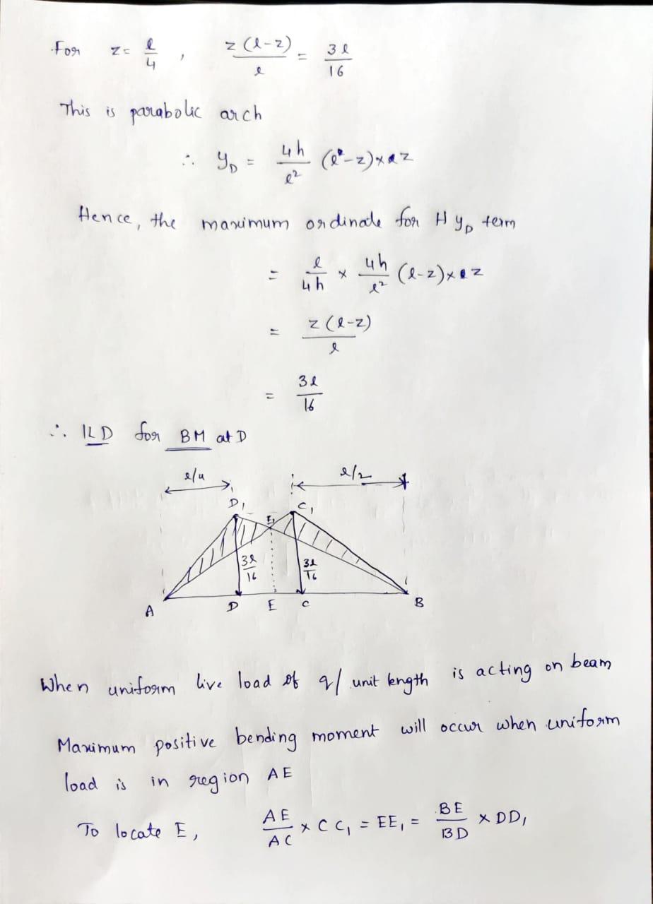 •For z (1-2) Z 30 3 ? 16 This is parabolic arch 4h ( -z) x 22 Hence, the term maximum ordinate for Hy wnuh (A-2)xaz z (1-2) l