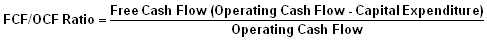 F Ratio = Free Cash Flow (Operating Cash Flow-Capital Expenditure) Operating Cash Flow