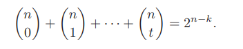 Show that a t-error-correcting binary perfect [n, k]-linear code satisfies the relation More...-1