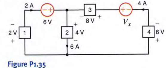 Find Vx in the network in Fig. P 1.35 using Tellegen's theorem.