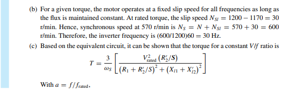 Consider the motor of Example 16.1.4 in the text. Let the motor be controlled by variable frequency...-3