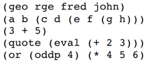 Which of the following are legitimate s-expressions? If any is not, explain why it isn’t.